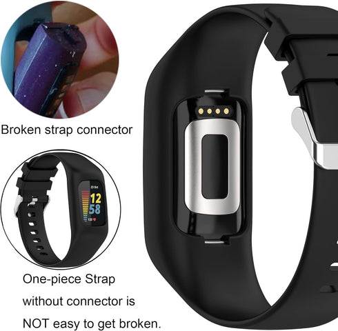 Silicone Sport Band Compatible with Fitbit Charge 6/Charge 5, Soft Silicone Strap with Shatter-Resistant Protective Case