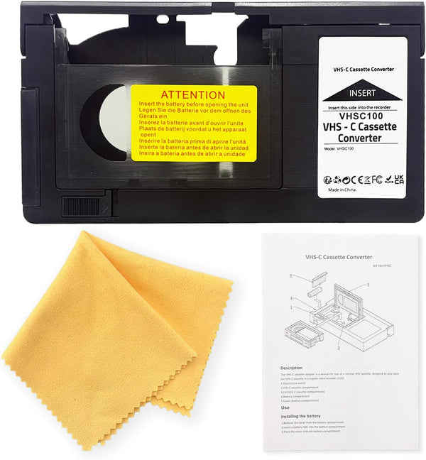 Motorized VHS-C to VHS Cassette Adapter - Ideal for VCR Player, VHS