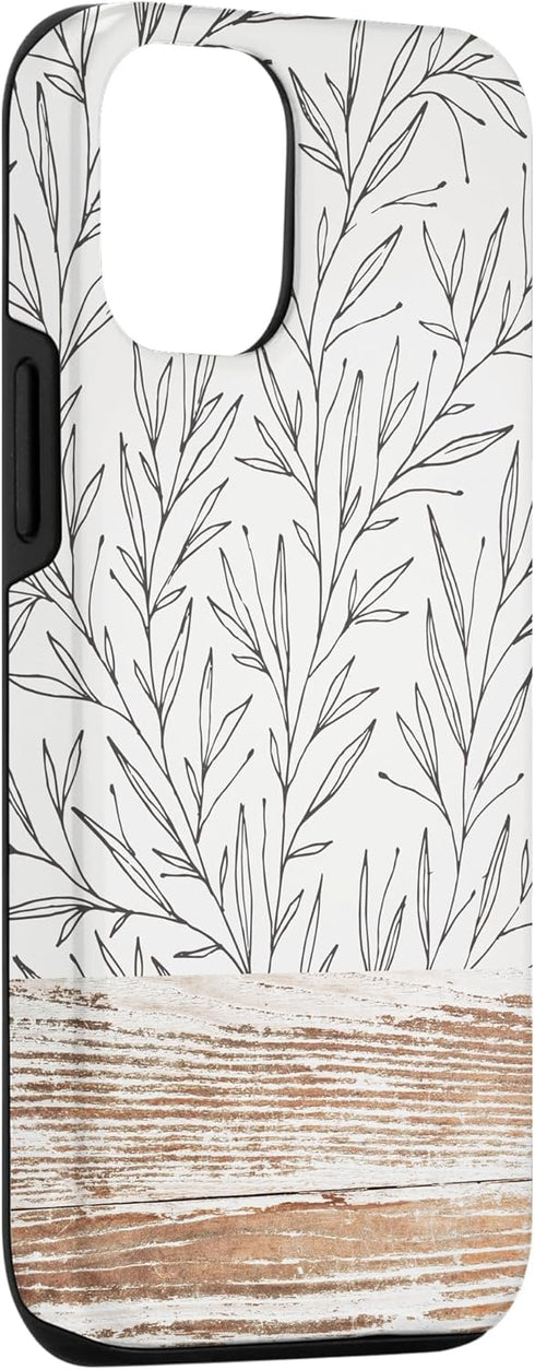 Boho Rustic Botanical Leaf Pattern Vintage Beige Case for iPhone 12/12 Pro