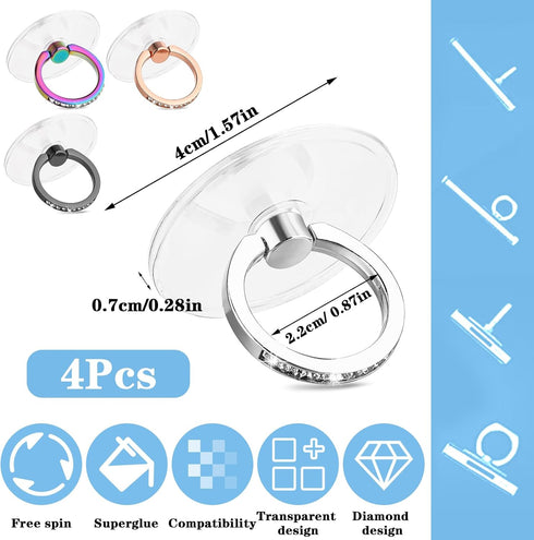 Ymapinc 360 Cell Phone Ring Holder, Phone Case Ring, Bling Phone Ring Holder Grip with Rhinestone Finger Grip Rotation