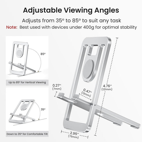 Itramax 17 16 15 S25 S24,Kindle Phone Stand for Desk,Foldable Phone Desktop Holder,Portable Adjustable iPhone