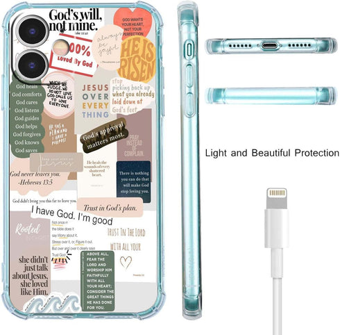 Bible Verses Soft TPU Bumper Case for iPhone 11, Jesus Inspiring Quotes Sayings for Christian