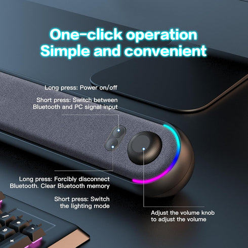 ICOREBEI Desktop computer speaker, soundbar, compatible with Mac, desktop, laptop, tablet, monitor, PC, and mobile