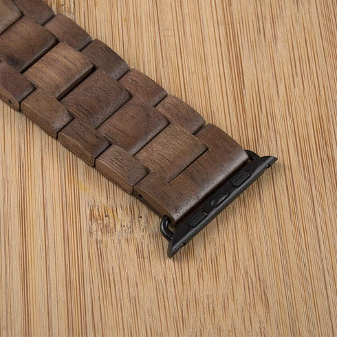 Wooden Watch Band for Apple Watch, Natural Hardwood Strap for iWatch Series 1-8, Walnut (42/44/45mm)