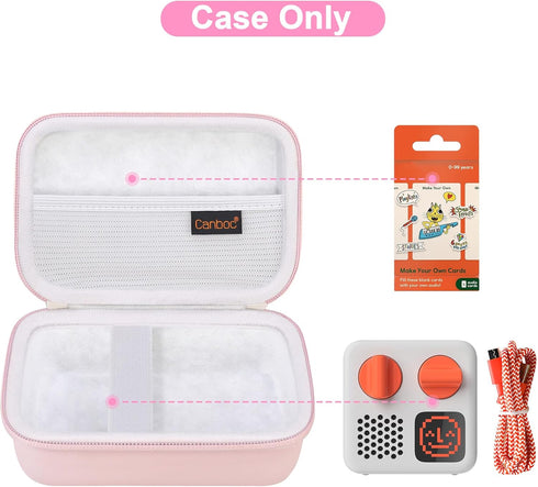 Canboc Carrying Case Compatible with Yoto Mini Bluetooth Travel Audio & Music Player, Mesh Pocket fit Audiobook Cards, Music Player Storage Bag, Pink (Case Only)