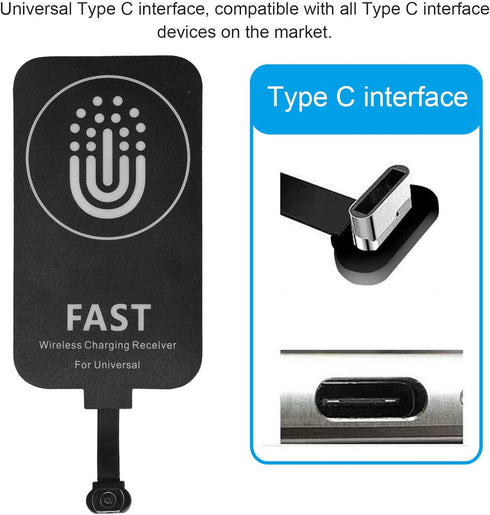 Septpenta Wireless Charging Receiver Type C, Folding Socket with Magnetic Charging Line, 10W Receiver Patch