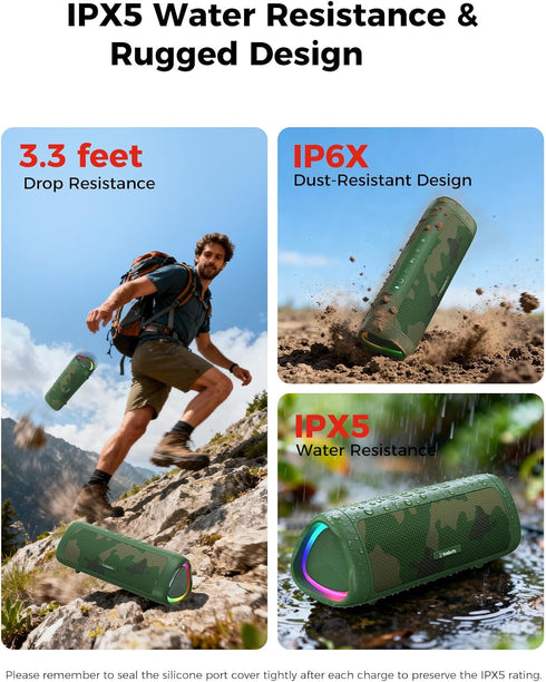 BolaButty IPX5 20H BT5.3, Bluetooth Speaker with HD Sound, Portable Wireless, Waterproof, Up to Playtime, TWS Pairing