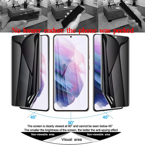 LYWHL 2 Pack Privacy Screen Protector for Samsung Galaxy S21 Plus, Anti-Spy Full Adhesive Flexible Film