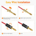 Banana Plugs with Dual Set Screws, Black and Red Aluminum Shell, 6 Pairs