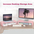 TEAMIX Pink Monitor Riser, 20L Inch Wood Stand for Desk, Sturdy TV/Screen/PC/Printer Riser with Storage (Pink, 20 inch)
