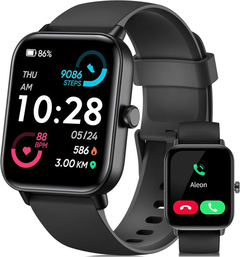 KALINCO Smart Watch for Men Women, 1.8" Fitness Tracker with Heart Rate/SpO2/Stress/Sleep Monitor, Alexa Built-in, 100+