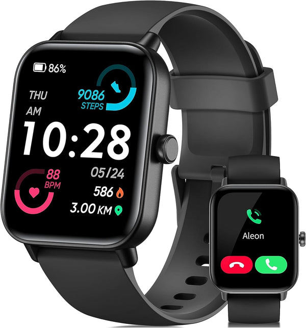 KALINCO Smart Watch for Men Women, 1.8" Fitness Tracker with Heart Rate/SpO2/Stress/Sleep Monitor, Alexa Built-in, 100+