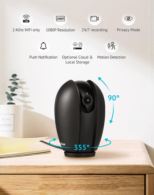 LaView 1080P 360 Camera,2-Ways Indoor Security Camera, Home Security Camera with Sound & Motion Detection, Baby Monitor
