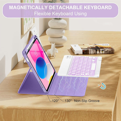 Soke iPad 10th Generation Case with Keyboard, 10.9-inch 2022, Magnetic Detachable Wireless Bluetooth & Backlit Keys
