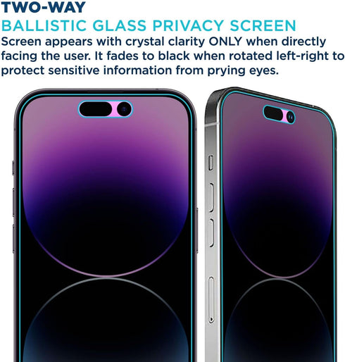 Tech Armor Privacy Ballistic Glass Screen Protector for iPhone 14 Pro Max - 5G 6.7 Inch Tempered Glass