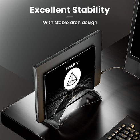 Vertical Laptop Stand for Desk, Space-Saving Acrylic Holder for All MacBook, Laptop Stand, Invisible Desktop Dock