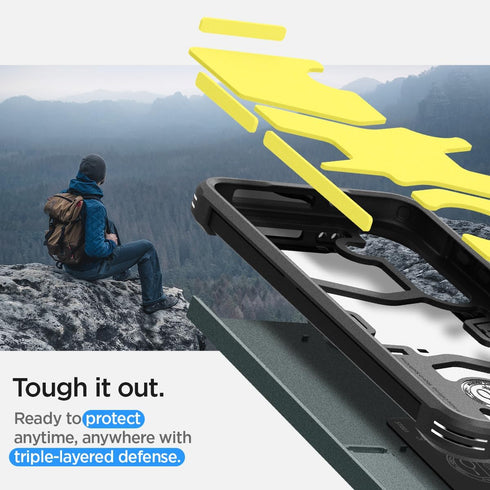 Galaxy S24 Case by Spigen Tough Armor (2024) - Abyss Green, Military-Grade Protection.