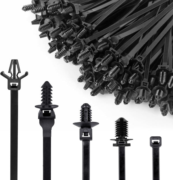 Xislet 160Pcs Universal Push Mount Cable Zip Tie, Compatible with Cars, Boat, Trailer, Nylon Self Locking Cable Strap
