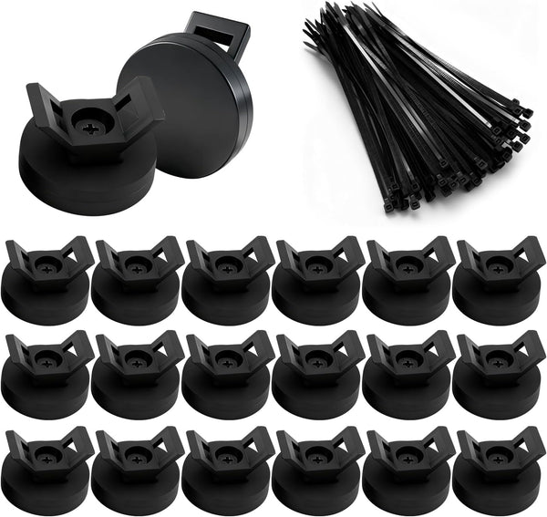 HSOKEW 2026 Upgraded Magnetic Zip Tie Mount Base 20PCS with Zip Ties, Rubber