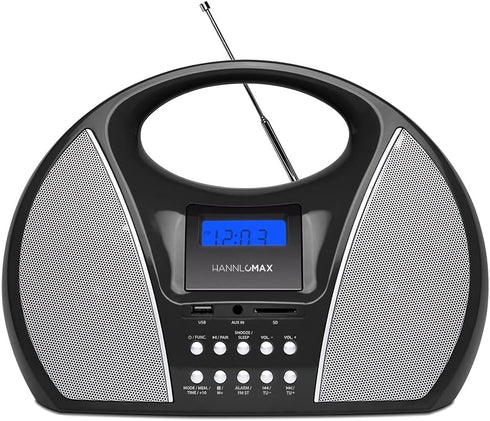 HANNLOMAX HX-510R Portable AM/FM Radio with USB/SD Port for MP3 Playback, Bluetooth and Aux-in (Black)