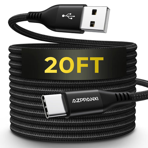 Long USB C Cable, 20FT Premium Nylon Braided USB A to USB C Fast Charging Cord for Macbook/PS5