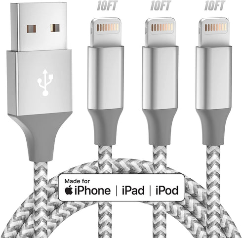 iPhone Charger 3pack 10FT Apple MFi Certified Lightning Cable Fast Charging for iPhone 14 13/12/11 Pro Max/XS/XR/8/7