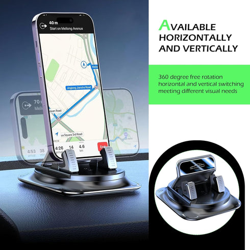 CyperFair 360-degree Dashboard Mobile Phone Holder, Rotation Anti-slip Double-layer Shock-absorbing Pad for Stable