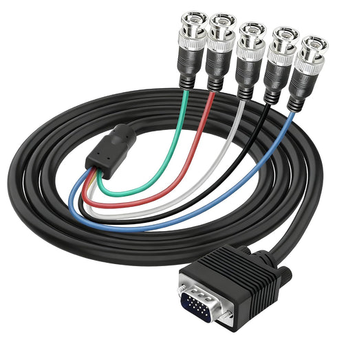 MAYWILLA VGA to BNC Adapter Cable,HD15 VGA Male to 5 BNC Male