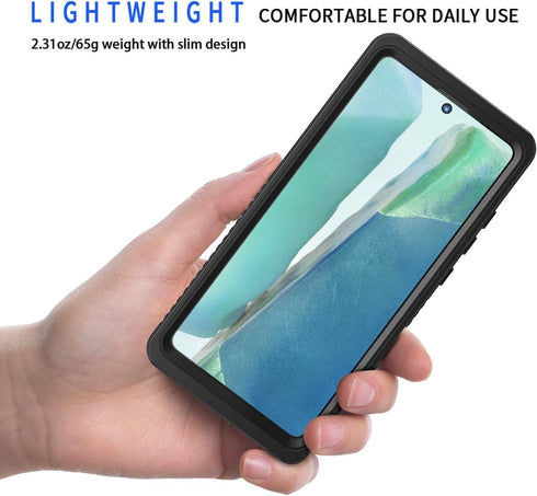 Lanhiem Galaxy Note 20 Case, Built-in Screen Protector, Waterproof Dustproof Heavy Duty Cover (Black/Clear)