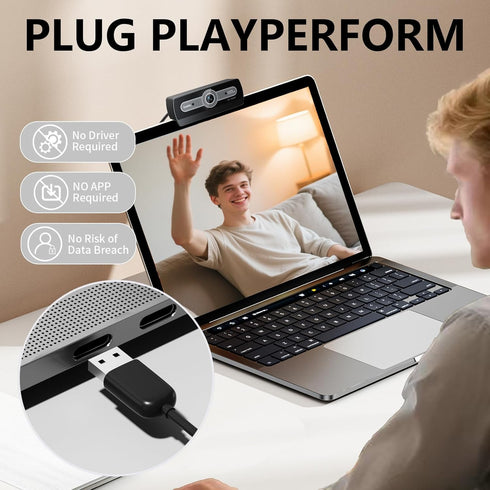 XOCLON 1080p HD Webcam with Microphone, USB Plug & Play Computer Web Camera, Streaming Camera, Noise Cancelling, Auto