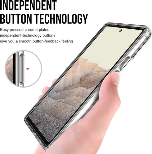 Military-Grade Case for Google Pixel 6 with Tempered Glass Screen Protector, Anti-Scratch & Reinforced Bumpers -