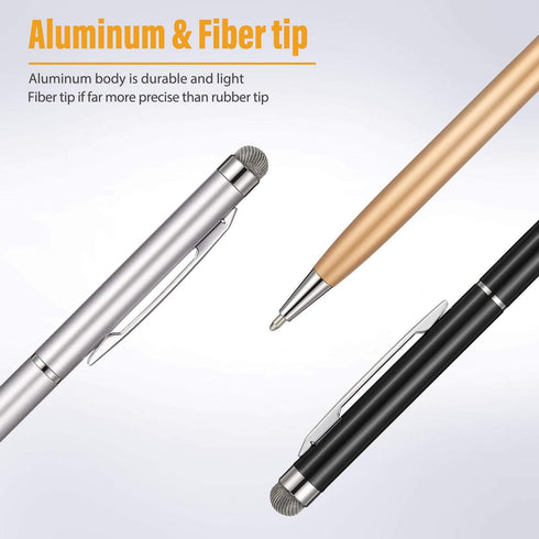 Outus 12 Pieces Stylus Pens for Touch Screens, Retractable Fiber Tip 2 in 1 Capacitive Ballpoint Pen for iPad iPhone