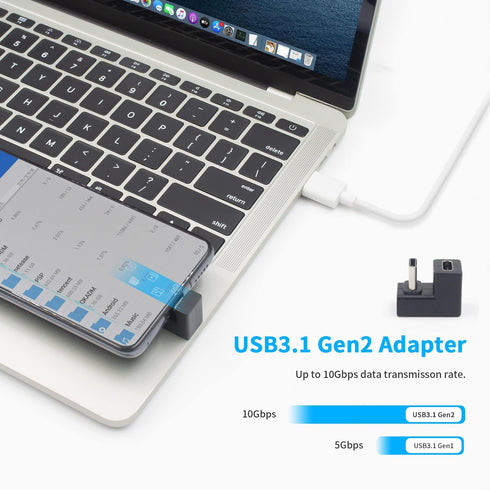 Poyiccot USB C U Shape Adapter, 3 Pack 180 Degree USB C to USB C Extension Adapter (Type-C 3.1 Gen 2)