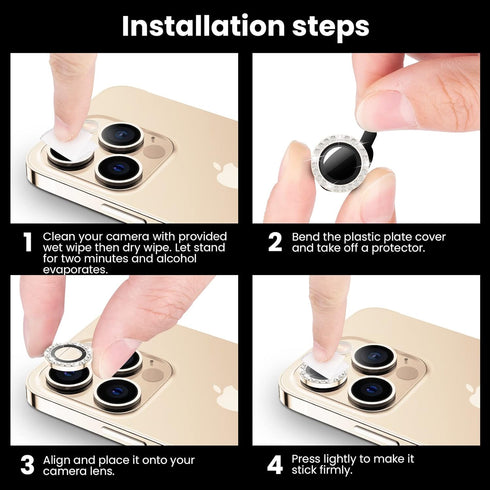 Tensea Camera Lens Protector for iPhone 13 Pro/iPhone 13 Pro Max - Bling Protection Tempered Glass Screen Protector
