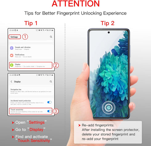 JETech 2-Pack Screen Protector for Samsung Galaxy S20 FE 6.5-Inch with Camera Lens Protector, HD Clear, Fingerprint ID
