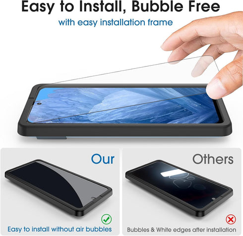amFilm 3+1 Pack Tempered Glass Screen Protector for Google Pixel 8A, Bubble Free, Anti-Scratch, Case Friendly, Easy