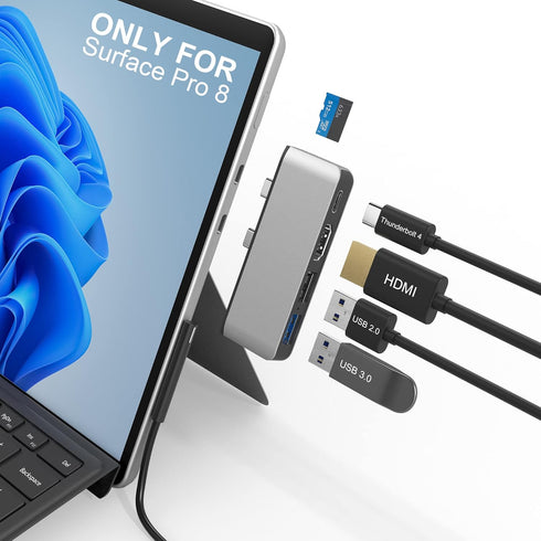 Surface Pro 8 Hub Docking Station with 4K HDMI, USB-C Thunderbolt 4, Triple Display for Microsoft Surface Pro 8