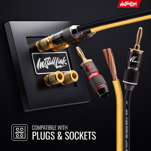 Install Link 14 AWG Gauge Speaker Wire Cable (30 Feet) for Stereo, Car or Home Theater, CCA