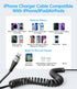 Apple MFi Certified iPhone Charger Cable for Car (3FT/5FT) - 2Pack Coiled Lightning Cord for iPhone 14/13/12/11 Pro