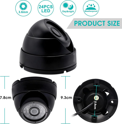 USB Security Camera Outdoor Dome Webcam, 720P Day & Night Vision, Waterproof Camera for Car Park Baby Monitor Home