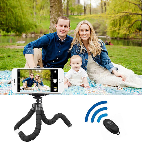 Tatibana Mini Tripod,Sponge Tripod with Phone Holder Flexible Bracket with Wireless Remote and Smartphone Clamp