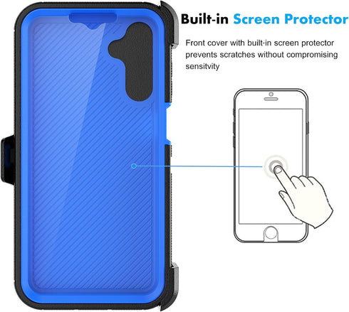 Njjex Rugged Case for Samsung Galaxy A15 5G, Heavy Duty Shockproof Locking Holster, Navy