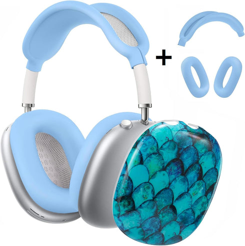 for Cute Glitter Airpods Max Case with Cleaner Kit, Anti-Scratch Shell Pattern Ear Pad Case Cover/Ear Cups Cover/Headband Cover for AirPods Max Cover Protective Skin Girl Women