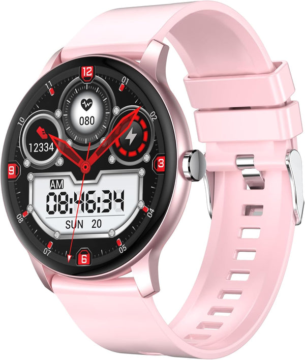 Smart Watch 1.3” for Women, Fitness Tracker with 100+ Sport Modes, IP67 Waterproof, Pink Silicone Strap