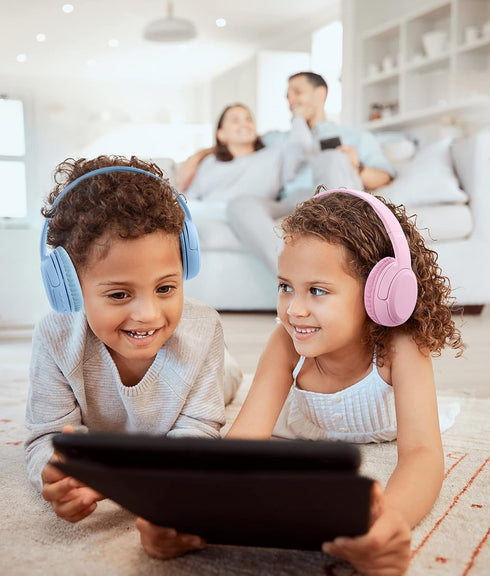 Kids Over-Ear Headphones, Bluetooth Wireless Headphones with Mic, 85/93dB Volume Limited, Stereo Sound, Wired AUX Cord