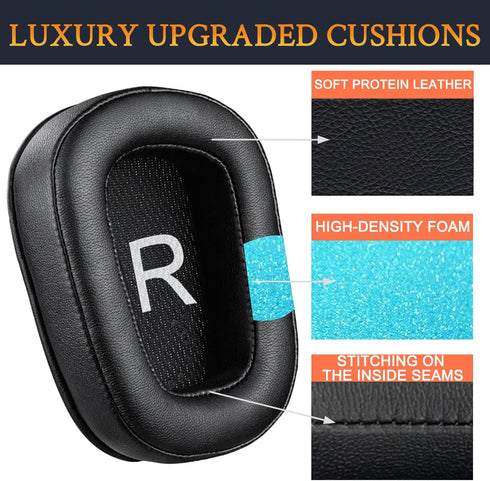 SOULWIT Ear Pads Cushions Replacement for Logitech G35 G930 G933 G935 G633 Gaming Headset, Earpads for G332 G230