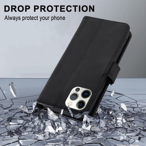 MONASAY Wallet Case for iPhone 11 Pro, Flip Folio Leather Cover with Credit Card Holder, Black