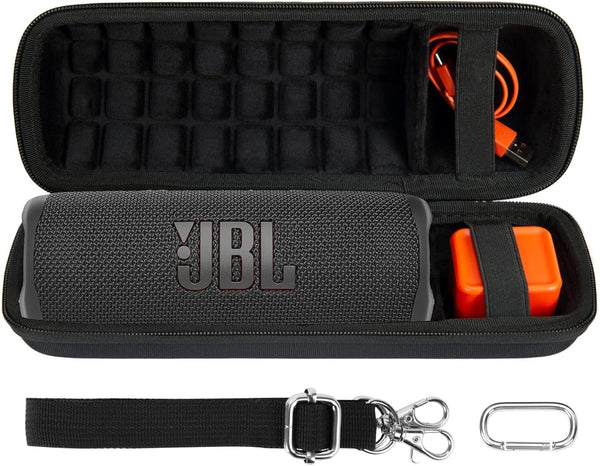 co2CREA Hard Travel Case for JBL Flip 6 FLIP 5 Waterproof Portable Bluetooth Speaker (Black Case + Inside Black)