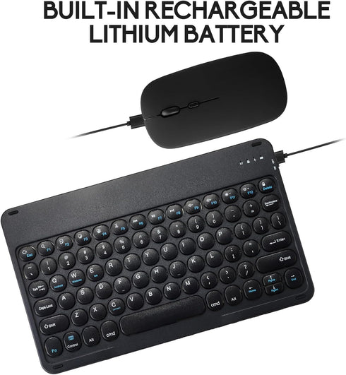 Ultra-Slim Bluetooth Keyboard and Mouse, Portable Mini Wireless Keyboard for Apple iPad iPhone Samsung Android Windows