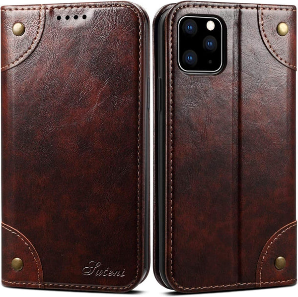 SINIANL Leather Case Wallet Folio for iPhone 11 Pro Max, Magnetic Closure with Stand and ID Holder, Credit Card Slots -